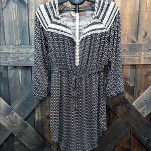 Anthropologie Holding Horses Mojave Peasant Dress M Embroidered Smocked Boho Tie